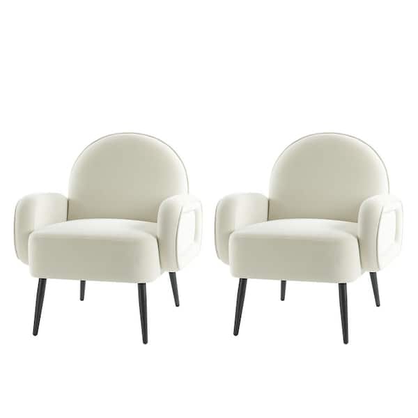 JAYDEN CREATION Abel Ivory 28.5 in. W Modern Upholstered Armchair with Adjustable Metal Feet (Set of 2)
