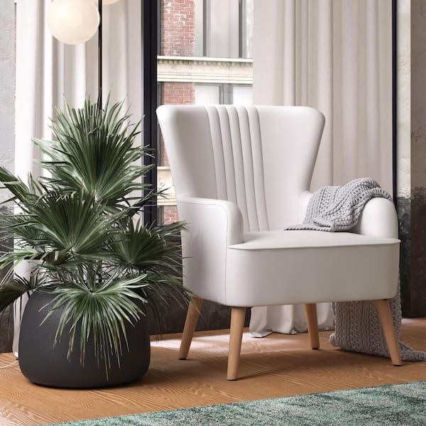 Unbranded William, White, Wingback Accent Chair