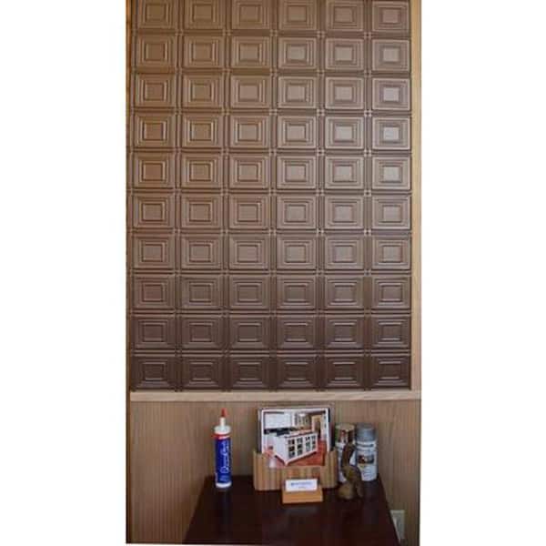 Global Specialty Products Dimensions Faux 2 ft. x 4 ft. Tin Style Ceiling and Wall Tiles in Bronze