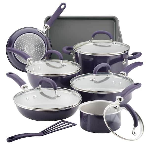 12PCS Stainless Steel Cookware Set with Purple Silicone Handle in Glass Lid  - China Cookware Set and Kitchenware price