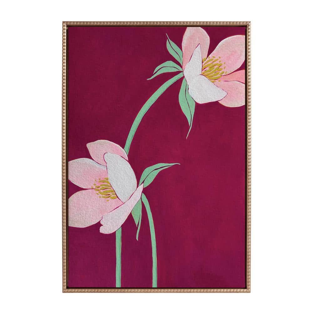 Blushing Sisters Gold Framed Botanical Canvas Print, 23x33