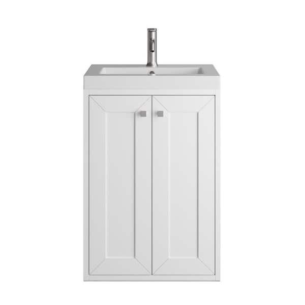 Chianti 19.8 in. W x 15.38 in. D x 29.5 in. H Single Bath Vanity in Glossy White with White Glossy Composite Stone Top