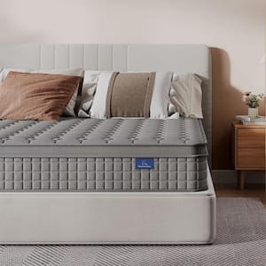 Original Hybrid Series Queen Medium Memory Foam Euro Top 10 in. Grey Mattress