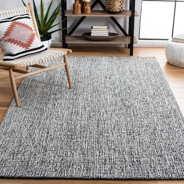 Abstract Black/Ivory 8 ft. x 10 ft. Speckled Area Rug