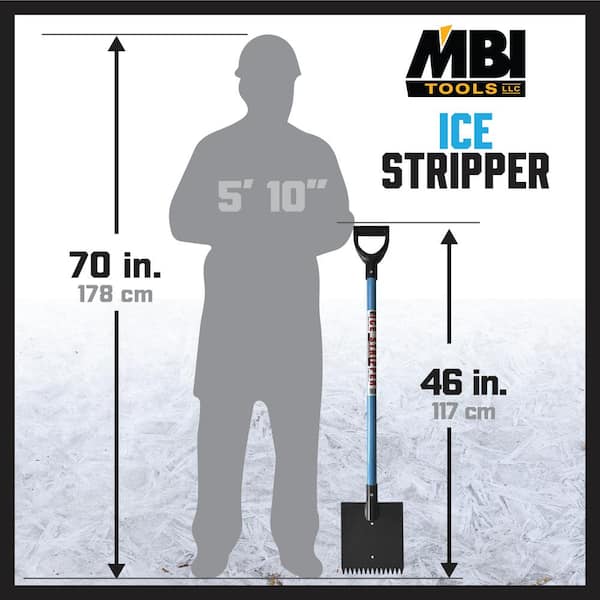 MBIIS Fiberglass Handle Steel Ice Scraper Snow Shovel - Made in USA