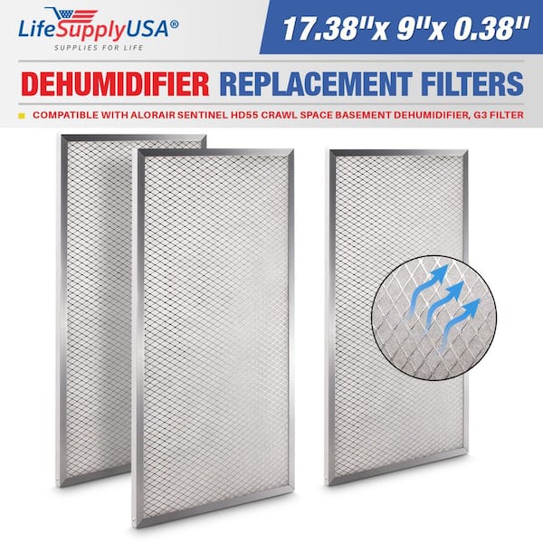 LifeSupplyUSA Replacement Filter Fits AlorAir Sentinel HD55 Crawl Space Basement Dehumidifier G3 Filter (2-Pack)