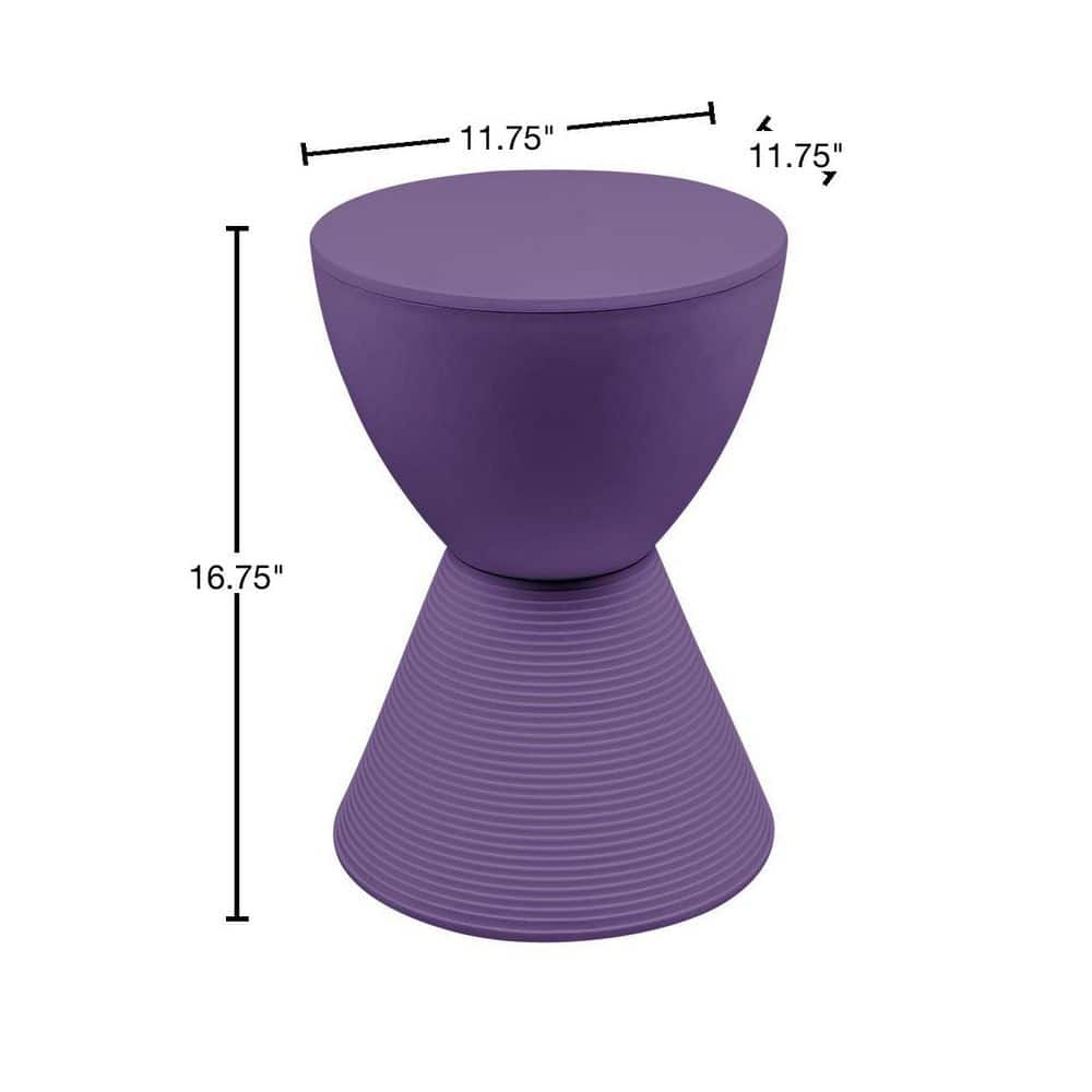 Purple Ribbed Round Plastic End Table