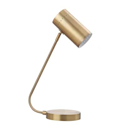Crane 22.5 in. Gold Arc Table Lamp with Gold Shade