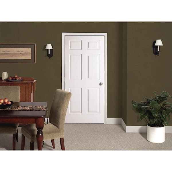 36 in. x 80 in. 6 Panel Colonial Primed Textured Molded Composite Interior Door Slab