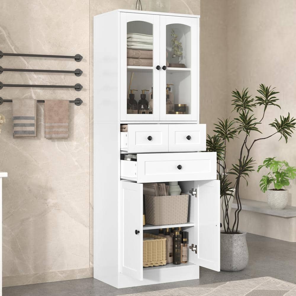 23 in W x 14.3 in D x 67 in H Wood Ready to Assemble Tall Bathroom Storage 