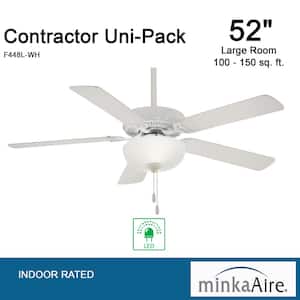 Contractor Uni-Pack 52 in. LED Indoor White Ceiling Fan with Light Kit
