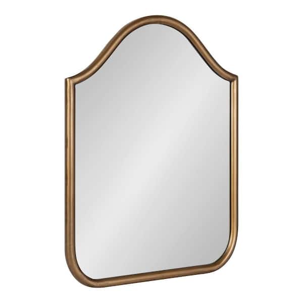 Kate and Laurel Fellows 24.00 in. H x 18.00 in. W Arch Metal Framed Gold Mirror