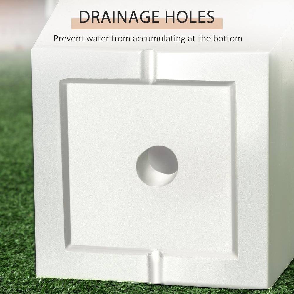 White MgO Tall Outdoor Planters with Drainage Holes, Set of 2