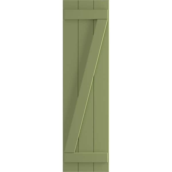 Ekena Millwork 16-1/8 in. x 26 in. True Fit PVC 3-Board Joined Board and Batten Shutters with Z-Bar, Moss Green (Per Pair)