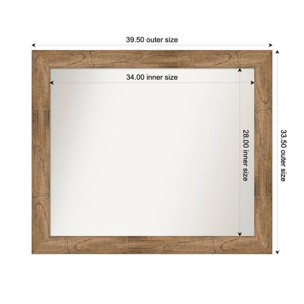 Amanti Art Owl Brown 39.5 in. W. x 33.5 in. Custom Non-Beveled Wood Framed Bathroom Vanity Wall Mirror