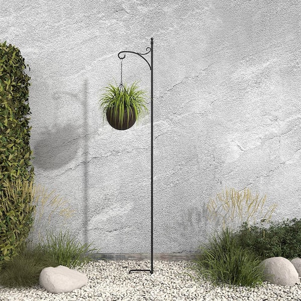 Torenia 84 in. Black Steel Shepherd Hook