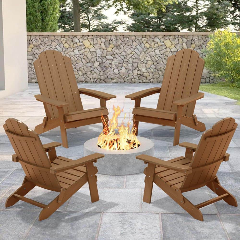 Mximu Teak Plastic Outdoor Weather-Resistant Folding Adirondack