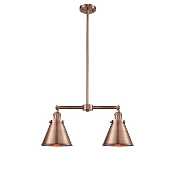 Innovations Appalachian 2-Light Antique Copper Island Pendant Light with Antique Copper Metal Shade