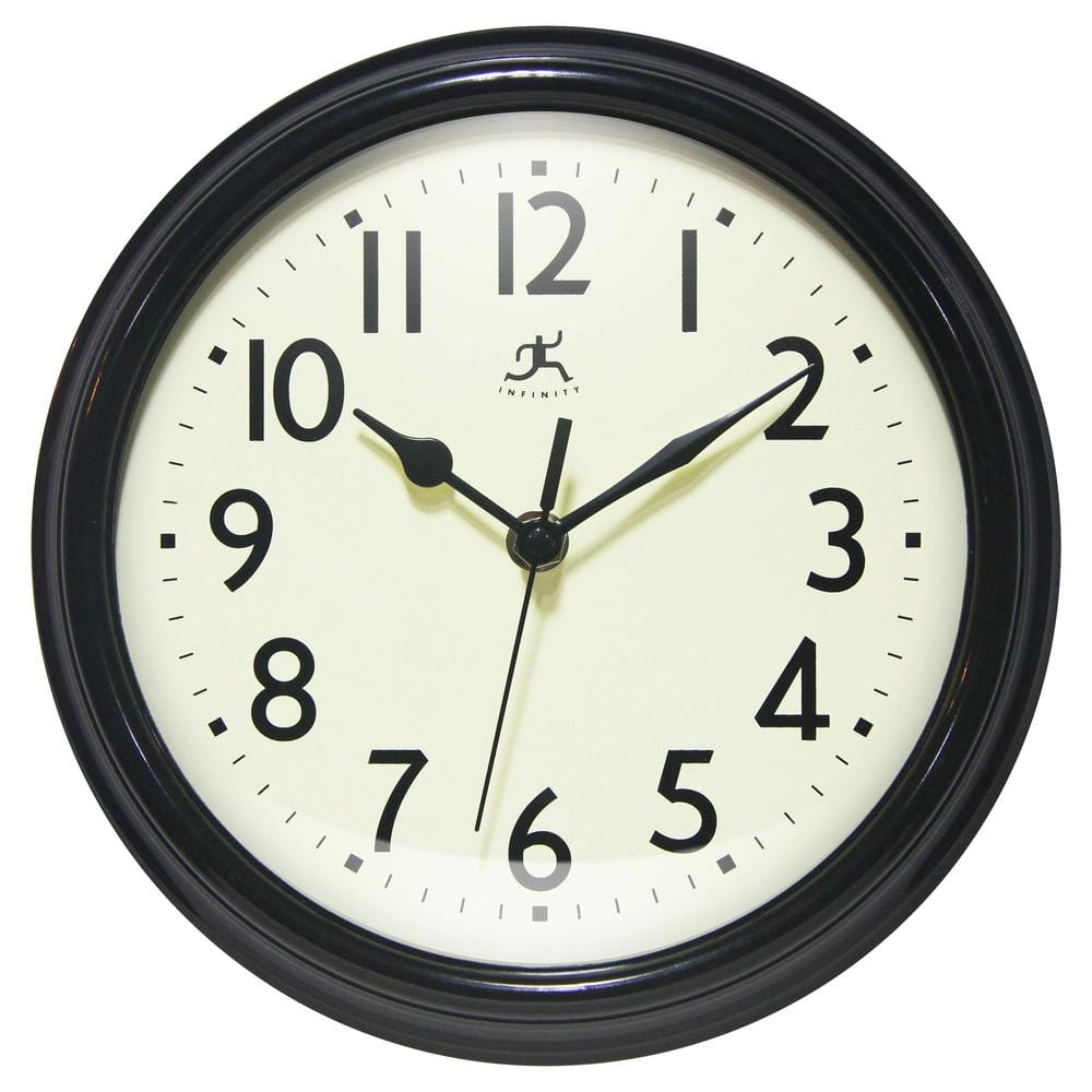 Infinity Instruments Nostalgic 9.5 in. Plastic Clock - Black 20306BK ...