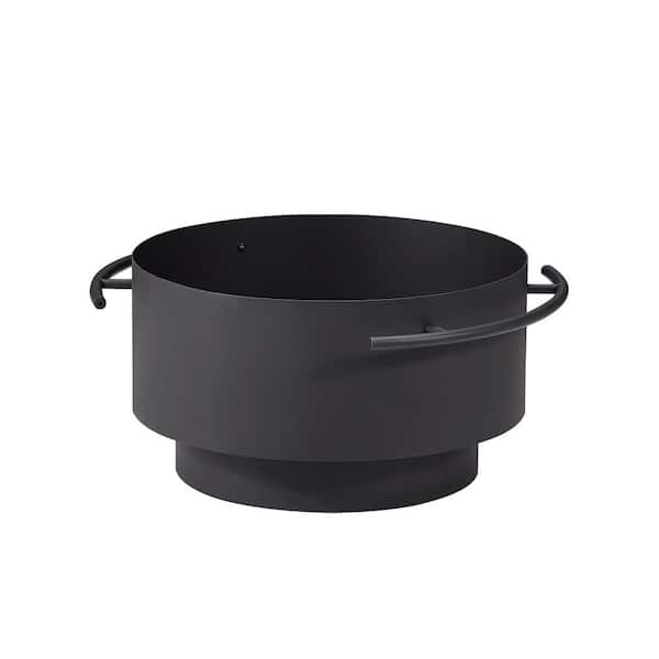 OVE Decors Brooks 24 in. x 13.4 in. Round Charcoal Powder Coated Steel Wood Burning Fire Pit