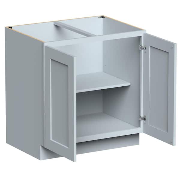 33 in W x 24 in. D x 34.5 in. H Ready to Assemble Full Height Door Base Cabinet  in Dove Gray with 2 Doors and 1 Shelf