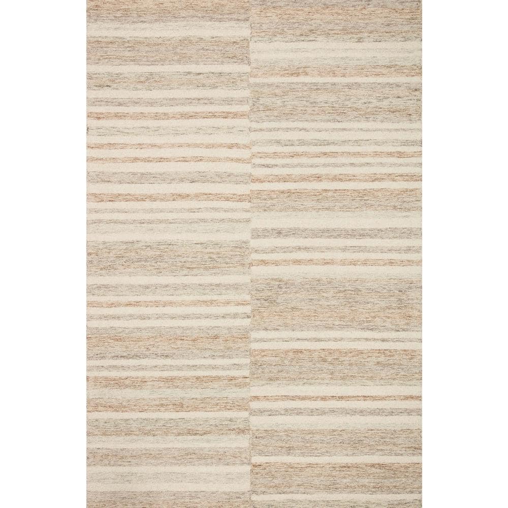 Ivory Stripe Tufted Wool Area Rug 3'6" x 5'6" Handmade and Stain-Resistant