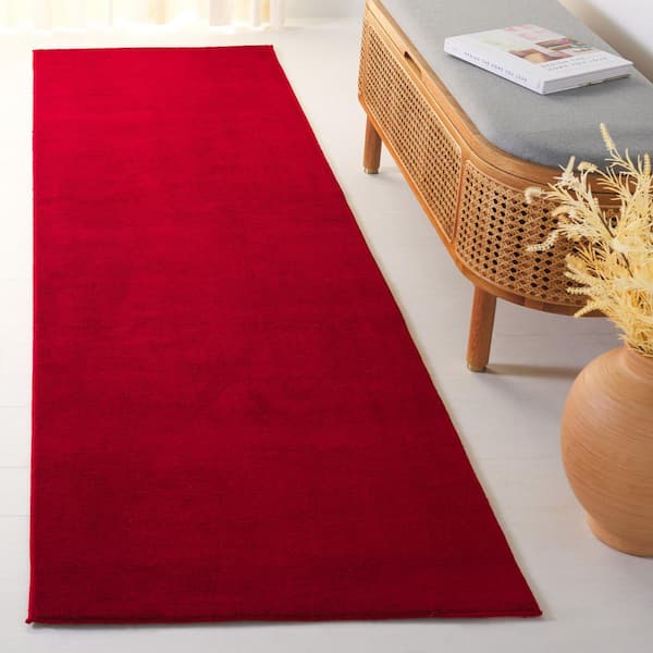 Loft Red  2 ft. x 8 ft. Machine Washable Modern Solid Runner Rug