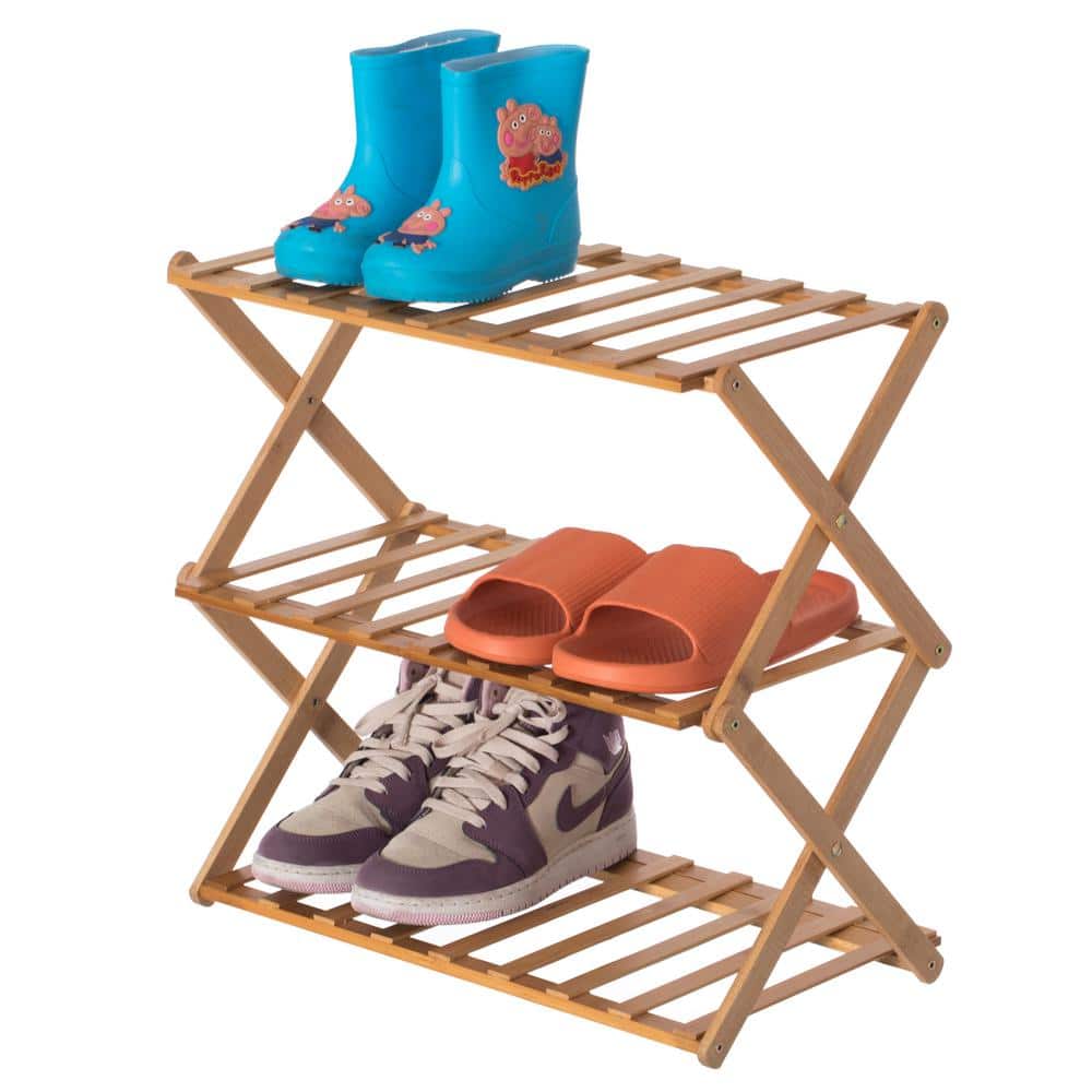 3-Tier Bamboo Shoe Rack for Entryway, Stackable, Heavy Duty