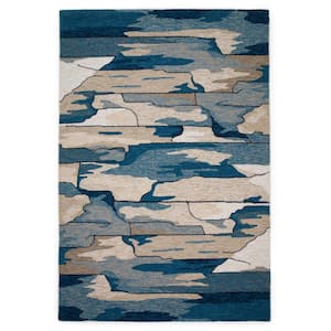 Arlo Blue 2 ft. x 3 ft. Abstract and Modern Hand-Made Indoor/Outdoor Area Rug