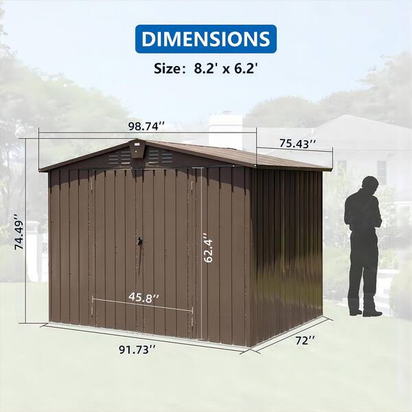 9 ft. W x 7 ft. D Outdoor Metal Utility Tool Storage Shed