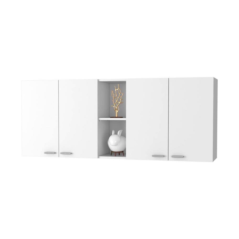 Anky 59.05 in. W x 12.4 in. D x 23.62 in. H Bathroom Storage Wall Cabinet in White with 4 Doors, 2 Divisions, 2 Shelves price history on PriceWatchPro