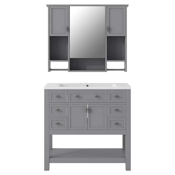 Dimakai 36 in. W x 18 in. D x 34.1 in. H Single Sink Freestanding Bath ...