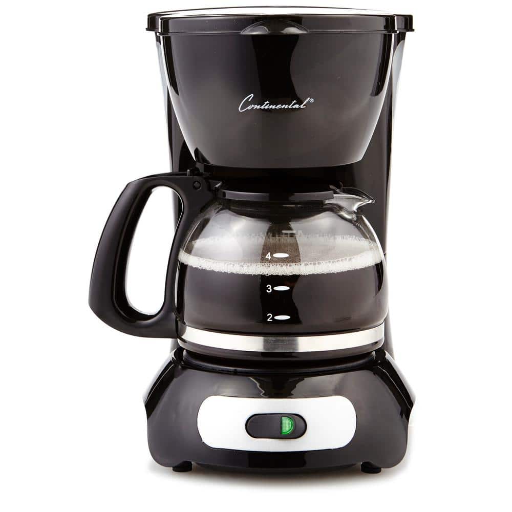 Continental Coffee Maker, 4 Cup Capacity, Black Body with Gray Control