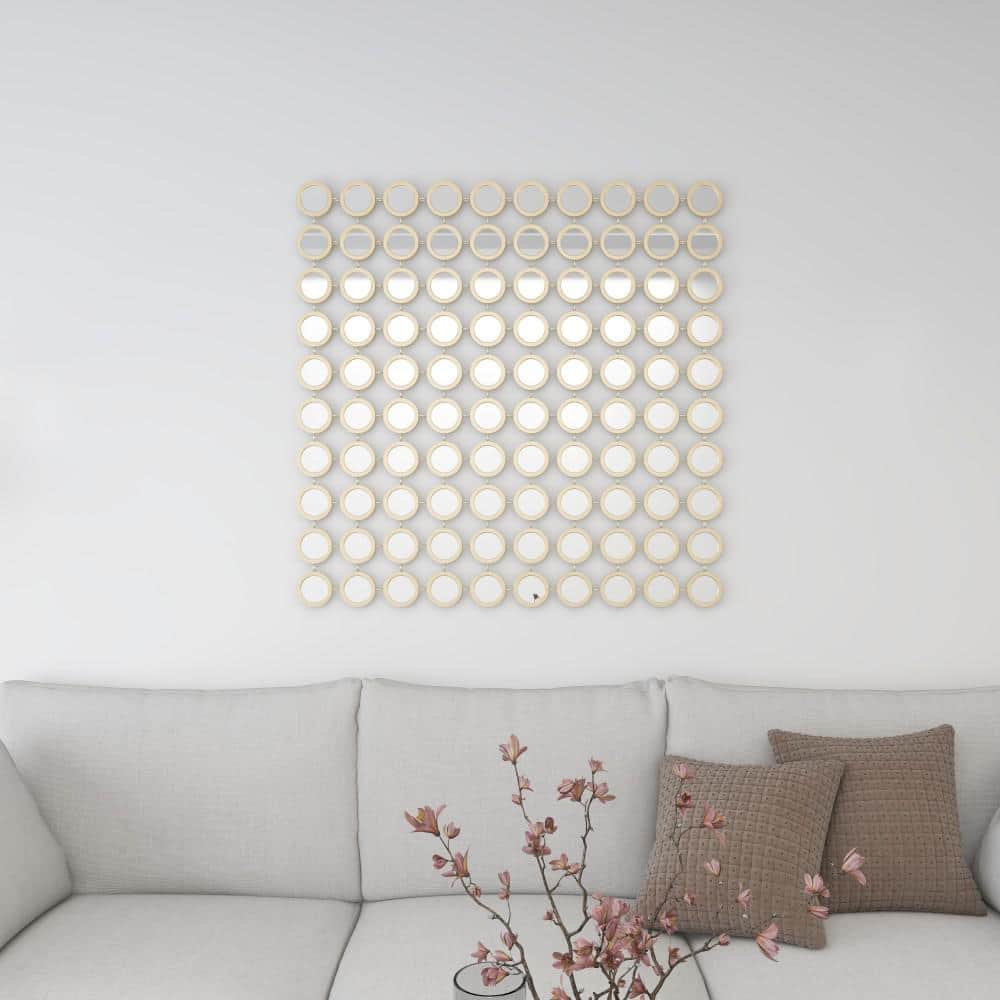 Square Gold and Silver Metal Wall Mirror Panel