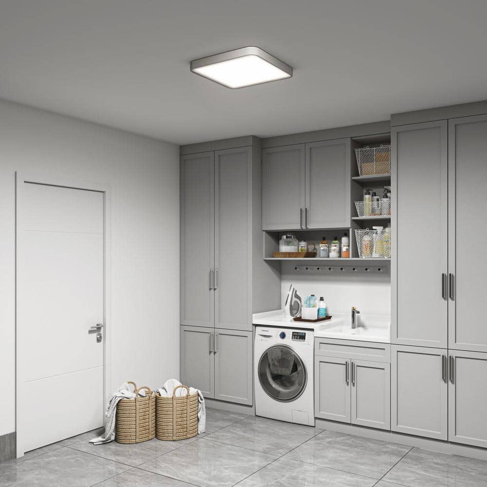 Europa 18 in. 1 Light Silver 3CCT Selectable LED Integrated Flush Mount Ceiling Light Panel Light With Remote price history on PriceWatchPro