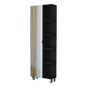 20.15 in. W x 8.45 in. D x 62.2 in. H Black Bathroom Linen Cabinet with Shelves