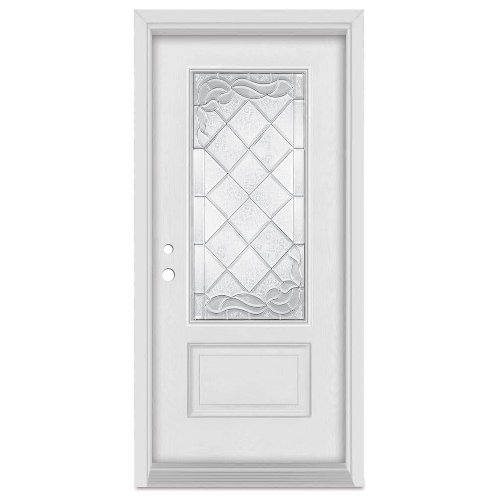36 in. x 80 in. Art Deco Right-Hand Inswing 3/4 Lite Zinc Finished Fiberglass Mahogany Woodgrain Prehung Front Door price history on PriceWatchPro