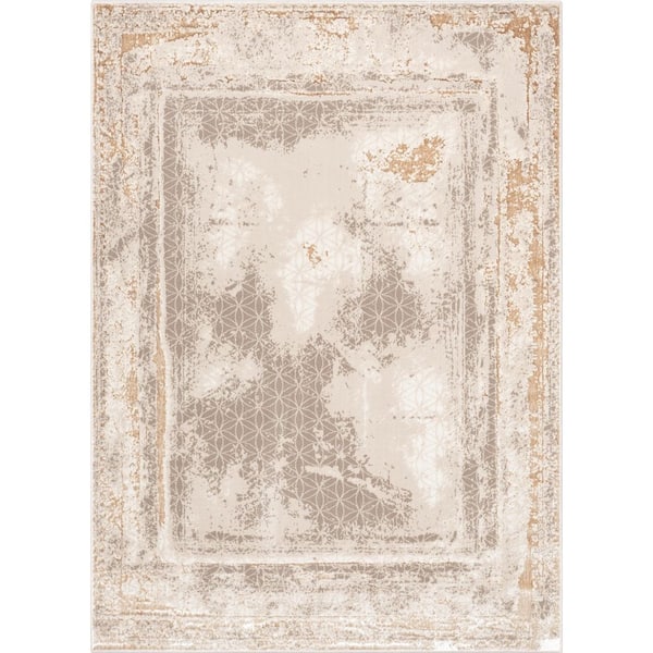 Well Woven Cairo Isolde Ivory 7 ft. 10 in. x 9 ft. 10 in. Modern Abstract Border Area Rug