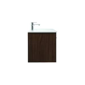 Timeless Home 48 in. W Single Bath Vanity in Walnut with Engineered Stone Vanity Top in Ivory with White Basin