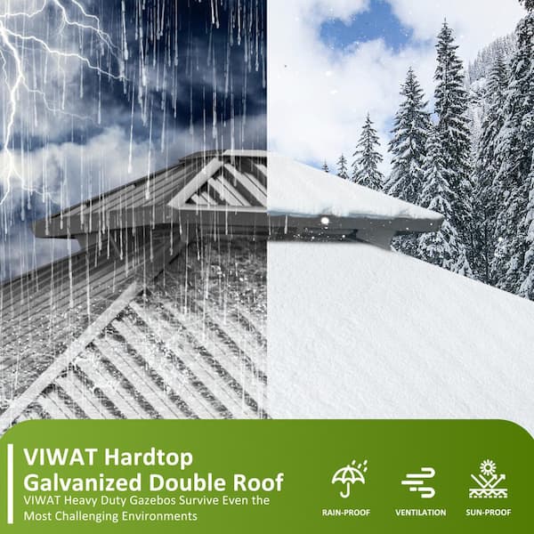 VIWAT 10 ft. x 10 ft. Hardtop Gazebo with Aluminum Frame