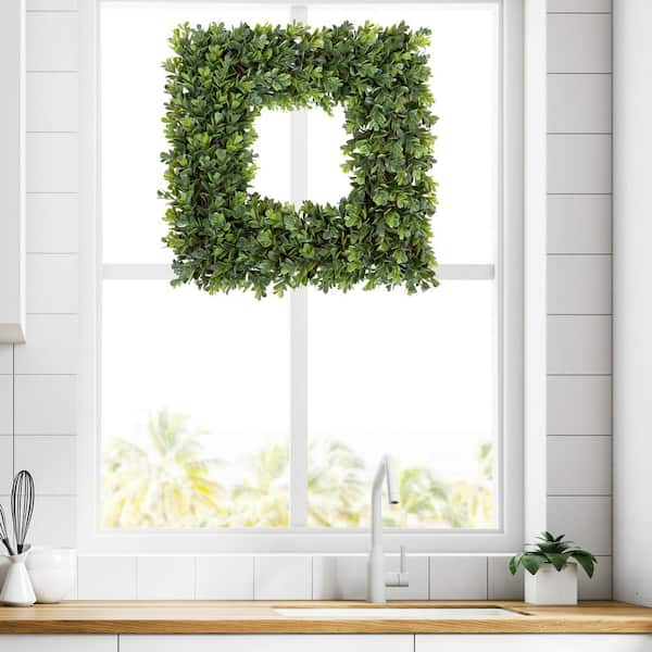 Pure Garden 16.5 in. Artificial Square Boxwood Wreath