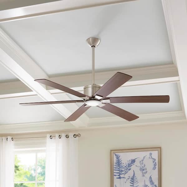 HOME DECORATORS COLLECTION BAYSHIRE 60 IN. LED INDOOR/OUTDOOR MATTE BLACK  CEILING FAN WITH REMOTE CONTROL AND WHITE COLOR CHANGING LIGHT KIT, (RETAIL  PRICE: $179.00) Auction