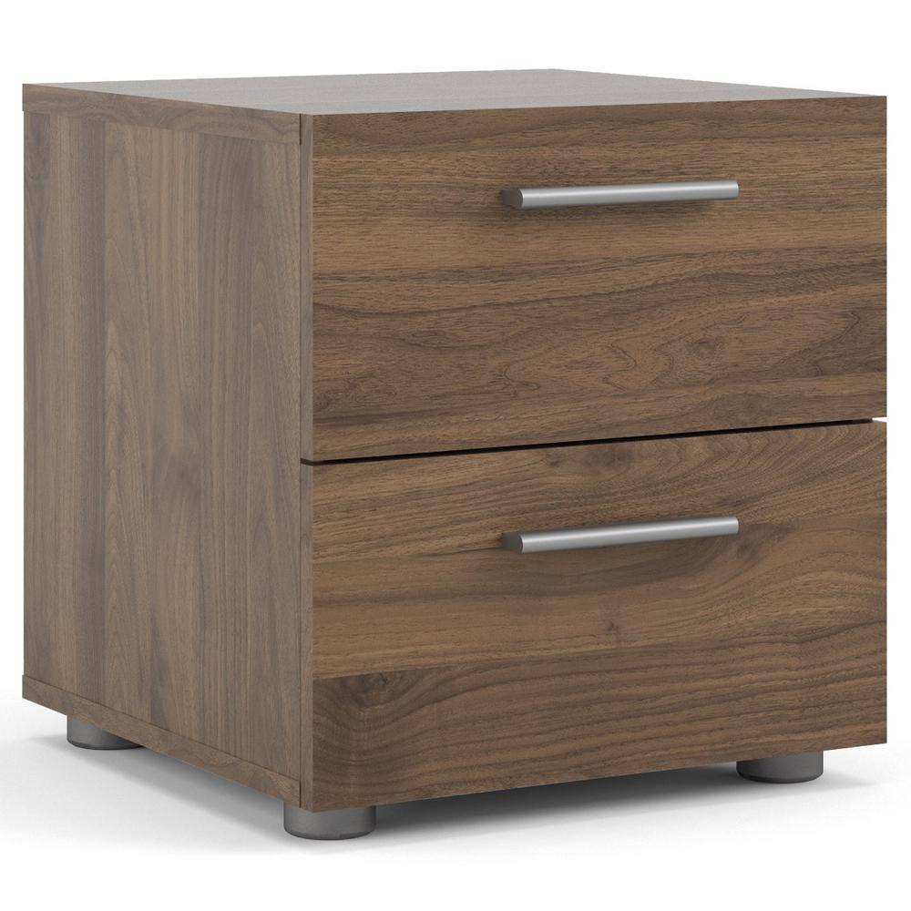 Loft-Style Chic 2-Drawer Nightstand in Walnut