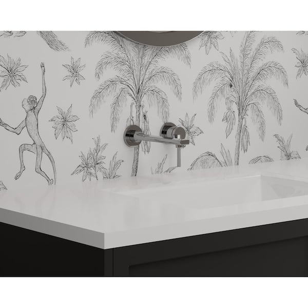 Tinian Single Handle Wall Mount Bathroom Sink Faucet Trim with Pop-Up Drain in Polished Chrome