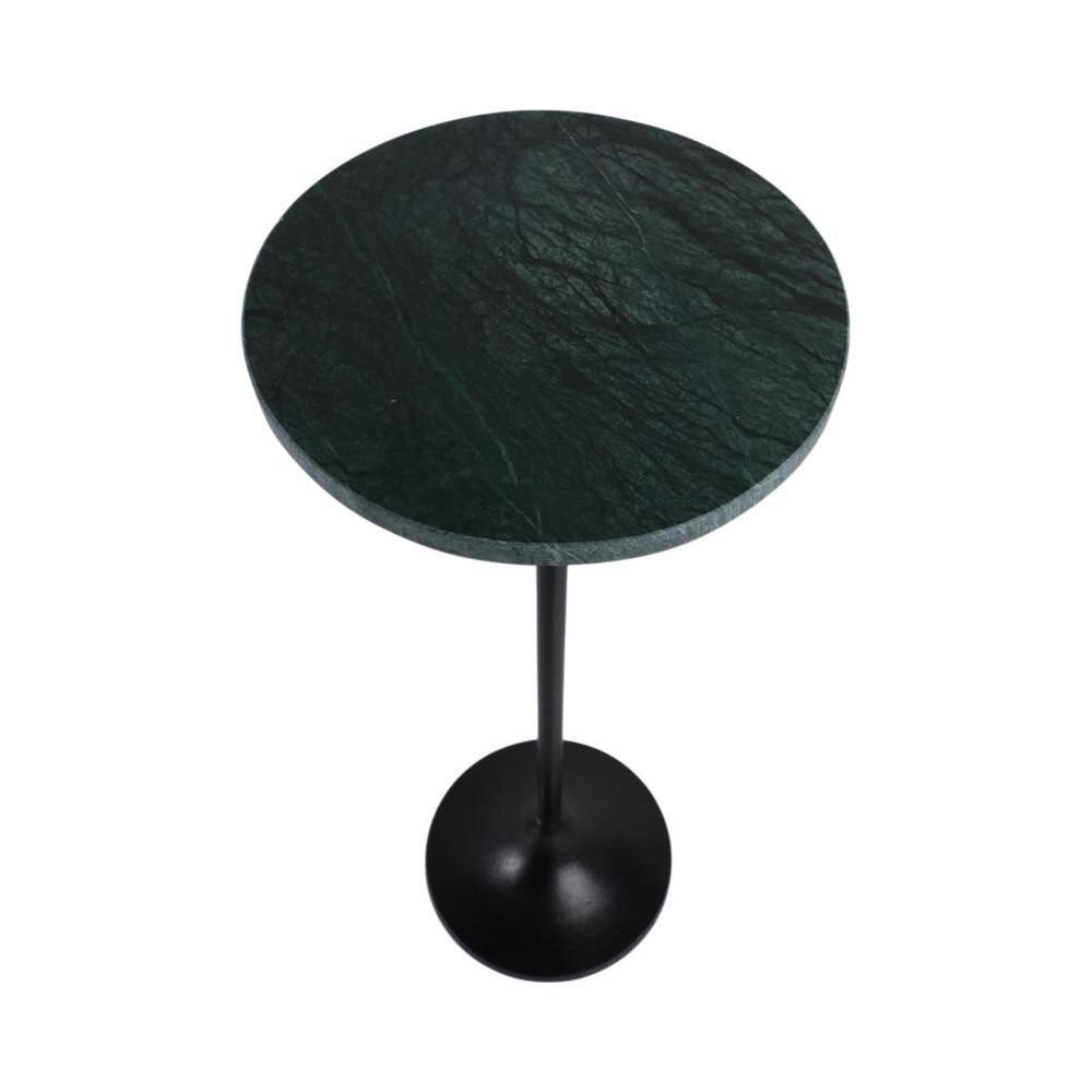 10 in. Green Round Marble Top End Table with Metal Base - thumbnail 6