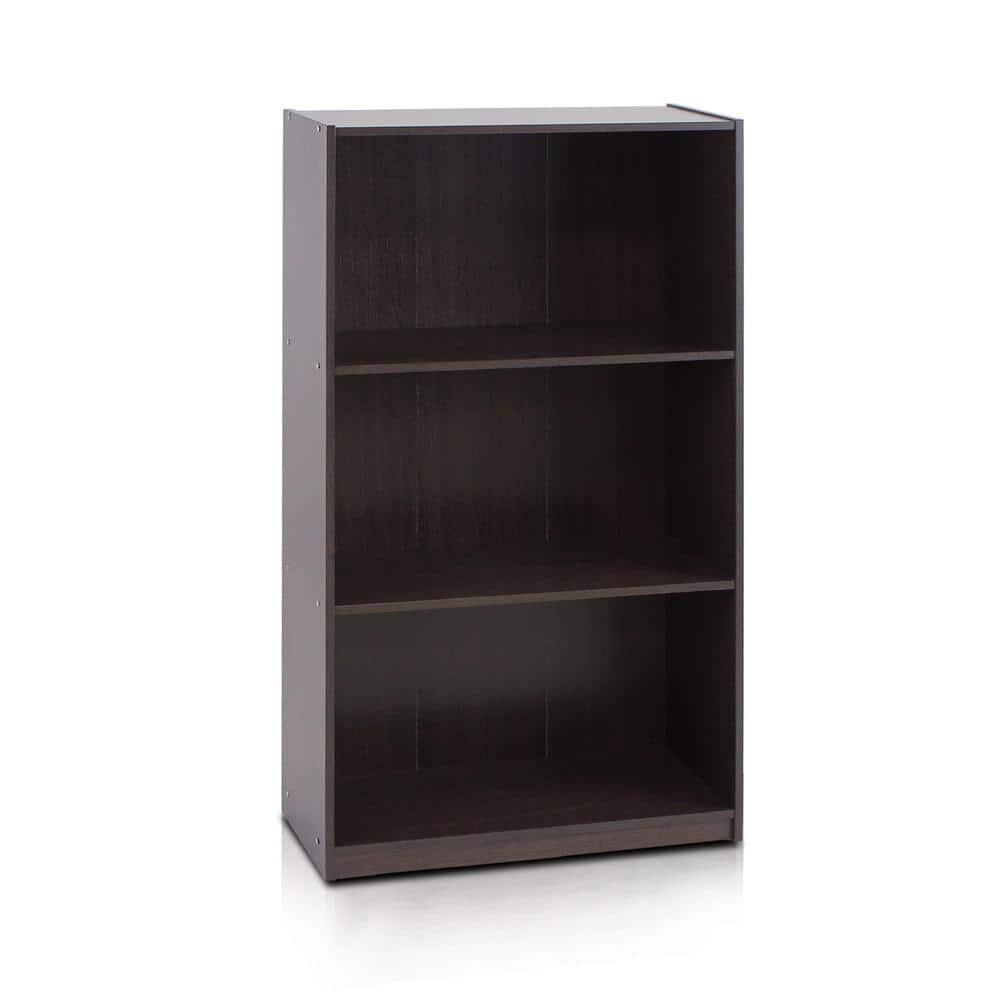 Kids' Adjustable 3-Tier Laminated Dark Brown Storage Shelf