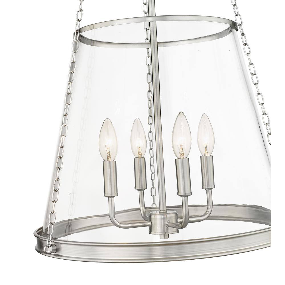 Prescott Brushed Nickel 4-Light Tapered Glass Pendant