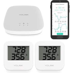 Smart Wireless Temperature/Humidity Sensor Wide Range (-22 to 158 degrees) Works with Alexa, 2 Pack - Hub Included