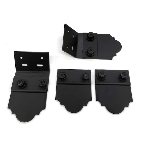 OWT Ornamental Wood Ties 5 in. Black Galv. Steel 45 Flush Inside Connector Plate with Laredo Sunset Truss Accent Plates (2 sets per box)