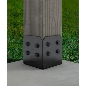 Outdoor Accents Avant Collection ZMAX, Black Post Base Side Plate for 10x Lumber (2-Pack)